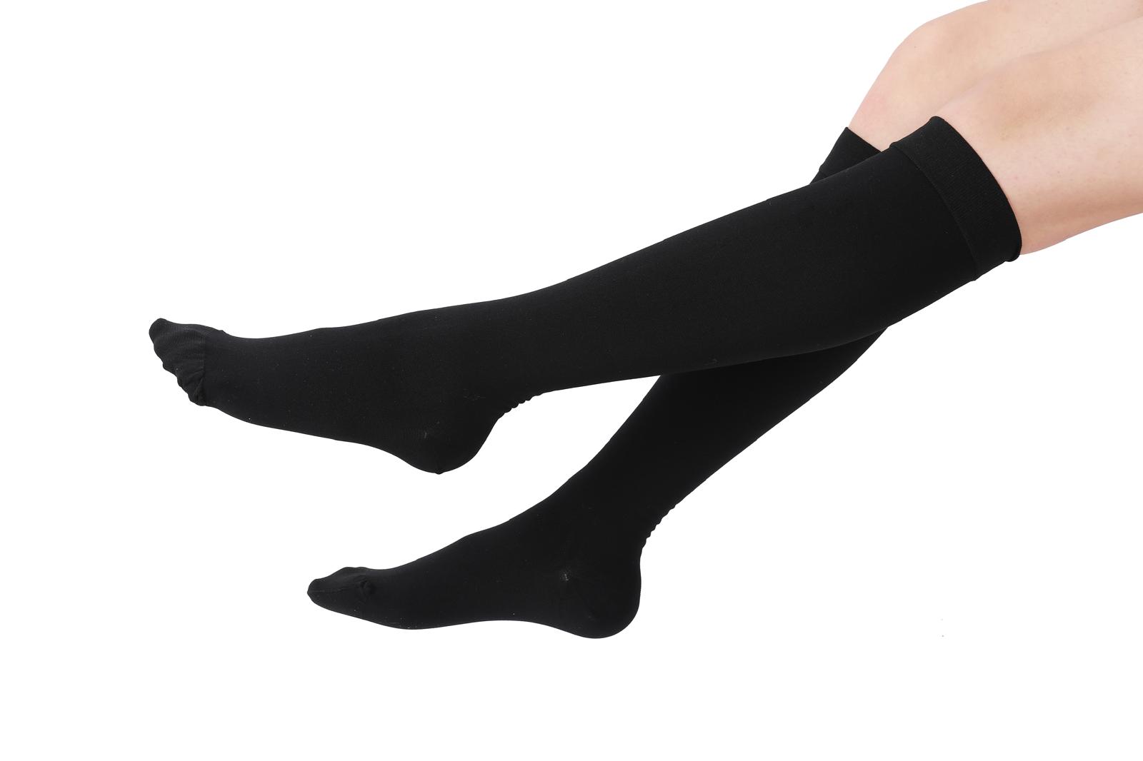 3 Pairs 15-21 mmHg Premium Quality Black Knee High Compression Stockings