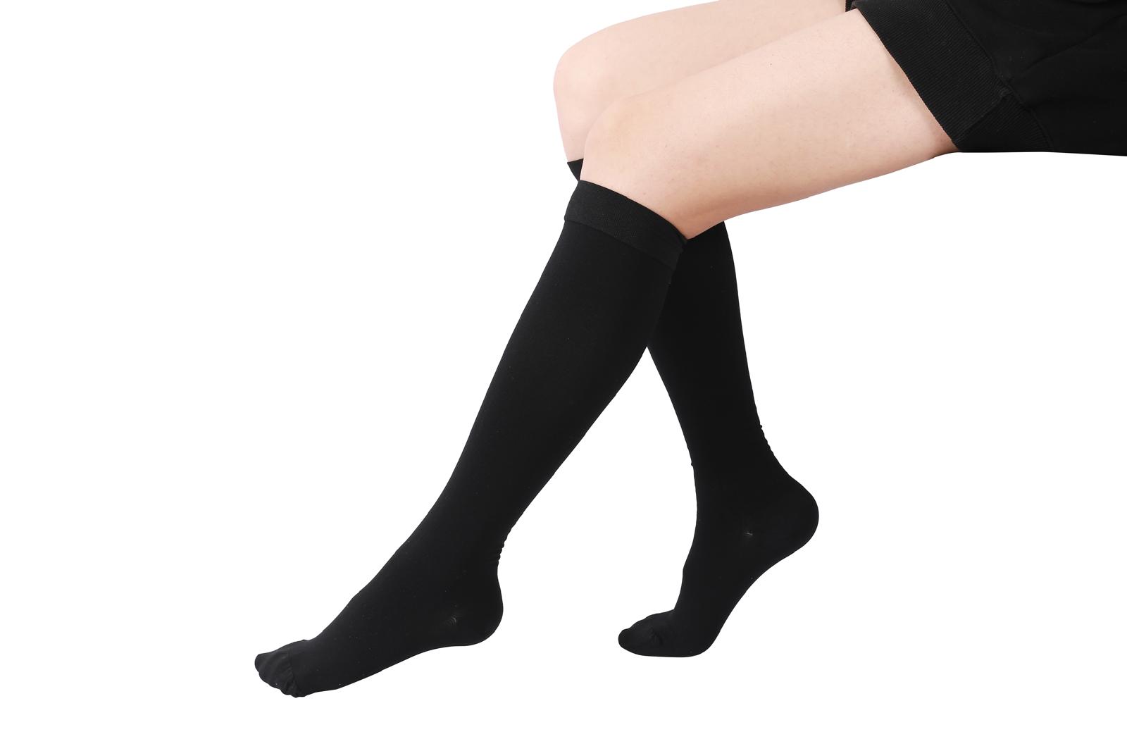 3 Pairs 15-21 mmHg Premium Quality Black Knee High Compression Stockings