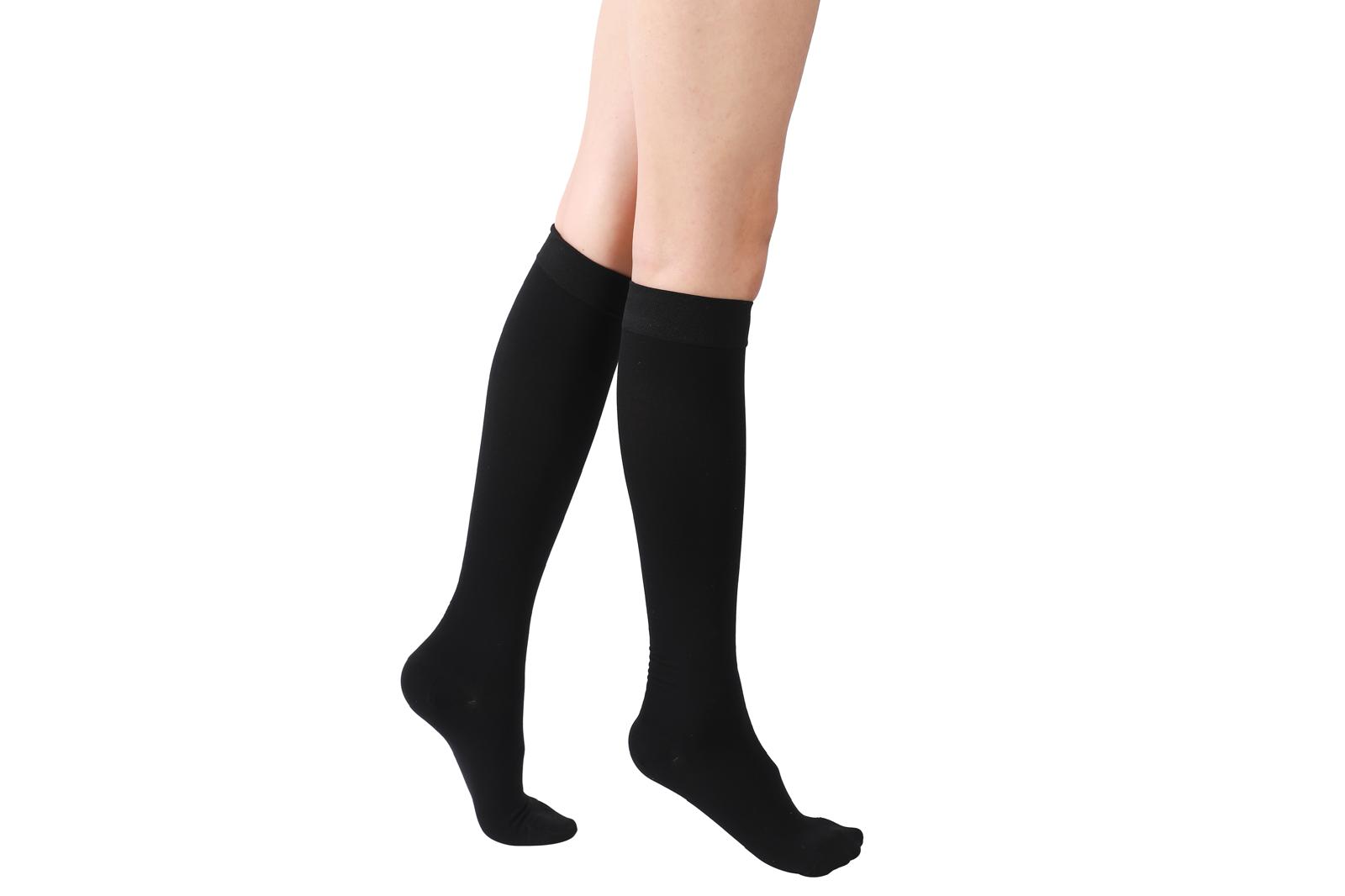 3 Pairs 15-21 mmHg Premium Quality Black Knee High Compression Stockings